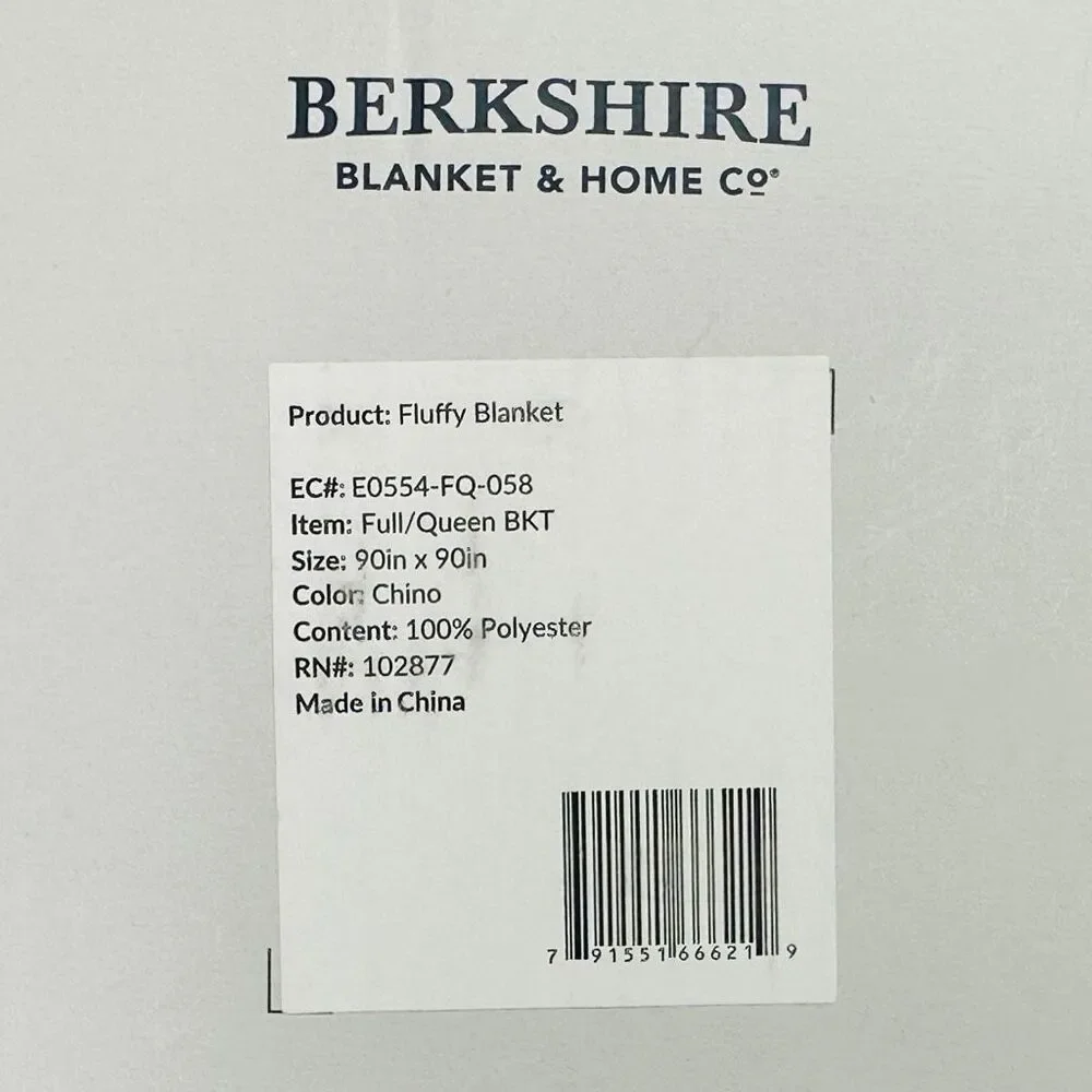 Berkshire Blanket & Home Co Fluffy Blanket - Full/Queen - Chino - 90” x 90”